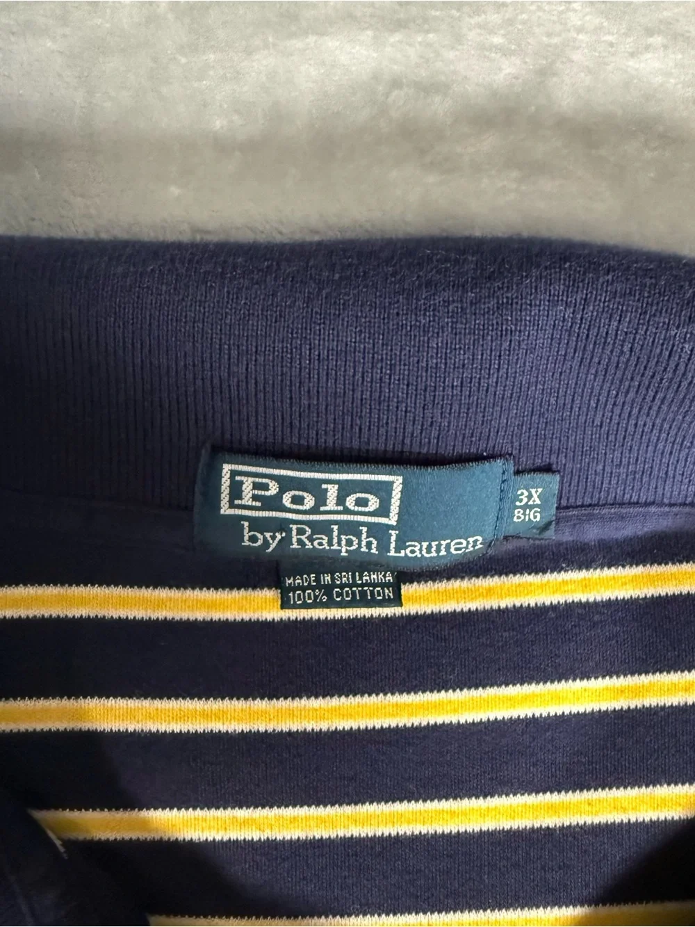Polo Ralph Lauren Striped Polo Shirt Mens 3XB (Fits Shorter) Cotton Preppy Navy